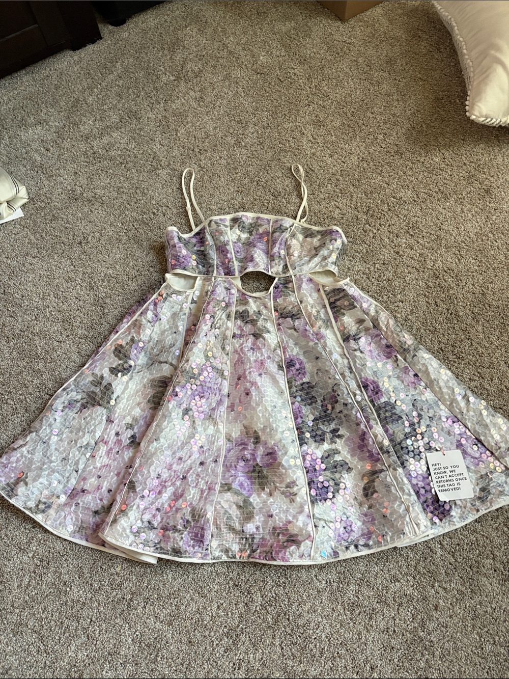 ASOS Lavender Floral Sequin Cutout Party Dress